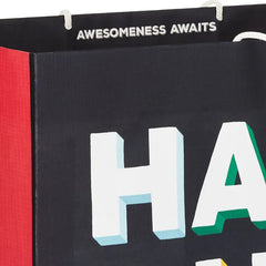 15" Shadow Letters on Black Extra-Deep Birthday Gift Bag