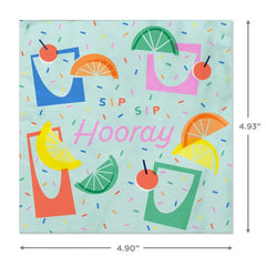 Sip Sip Hooray Cocktail Napkins, Pack of 20