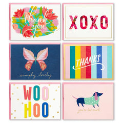 Colorful and Fun Assorted Blank Note Cards, Box of 24