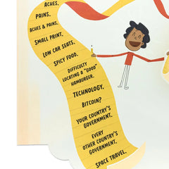 List of Things to Complain About Funny Pop-Up 50th Birthday Card