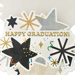 Confetti and Stars Bouquet Paper Craft Pop-Up Graduation Card With Motion