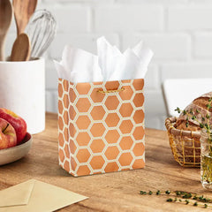 6.5" Copper Hexagons Small Gift Bag