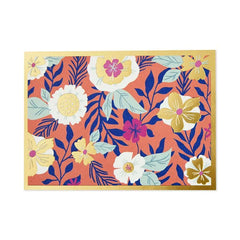 Coral With Flowers Blank Note Cards, Pack of 10