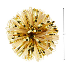 5" Ivory and Gold Metallic Pom-Pom Gift Bow