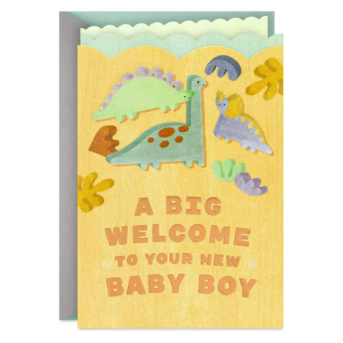 Dinosaurs Big Welcome New Baby Boy Card