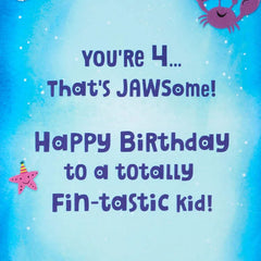 Fin-tastic Four Sharks 4th Birthday Card With Stickers