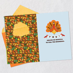 So Grateful for You Thanksgiving Card for Grandson