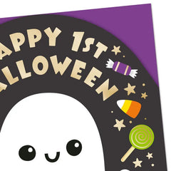 Cute and Cuddly Ghost Baby's First Halloween Card