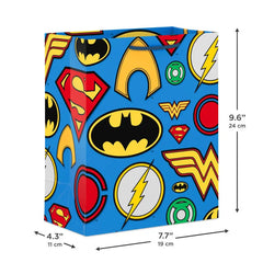 9.6" DC™ Super Hero Icons on Blue Medium Gift Bag