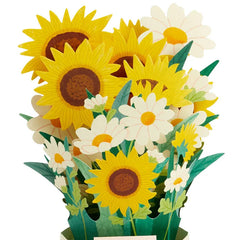 Daisy and Sunflower Bouquet Thinking of You 3D Pop-Up Card