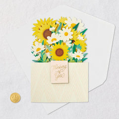 Daisy and Sunflower Bouquet Thinking of You 3D Pop-Up Card