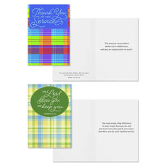 Plaid Thankful for You Assorted Religious Ministry Appreciation Cards, Box of 12
