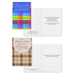 Plaid Thankful for You Assorted Religious Ministry Appreciation Cards, Box of 12