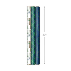 Rustic Winter 3-Pack Foil Christmas Wrapping Paper Assortment, 60 sq. ft.