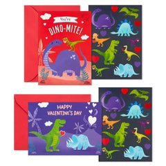 Dinosaur Fun Kids Assorted Valentines With Stickers, Pack of 24