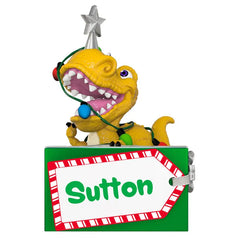 Festive Dinosaur Personalized Ornament, Custom Text
