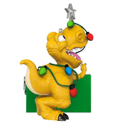 Festive Dinosaur Personalized Ornament, Custom Text