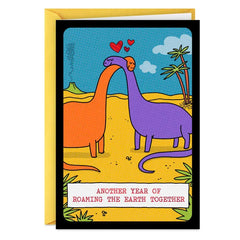 Roaming the Earth Together, Dinosaurs Funny Romantic Anniversary Card