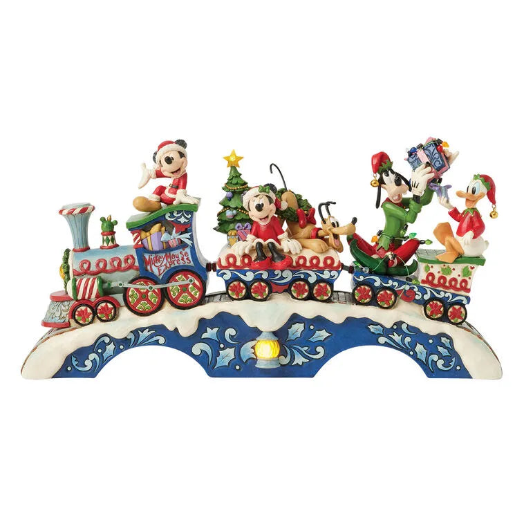 Jim Shore Mickey Mouse and Friends Light-Up Musical Train Figurine, 8.64"