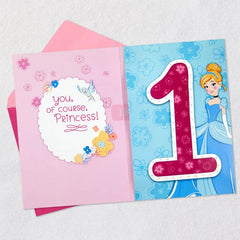 Disney Cinderella Musical First Birthday Card for Girls With Light