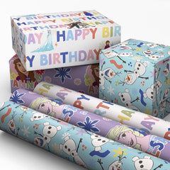 Disney Frozen 3-Pack Wrapping Paper Mini Roll Bundle, 45 sq. ft. total