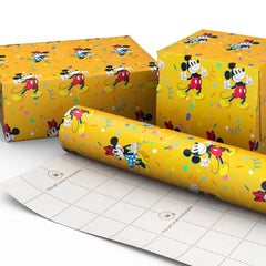 Disney Mickey and Minnie on Yellow Wrapping Paper Roll, 17.5 sq. ft.