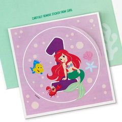 Disney The Little Mermaid First Birthday Card for Girl With Sticker