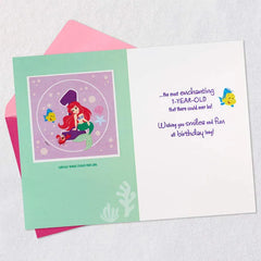 Disney The Little Mermaid First Birthday Card for Girl With Sticker