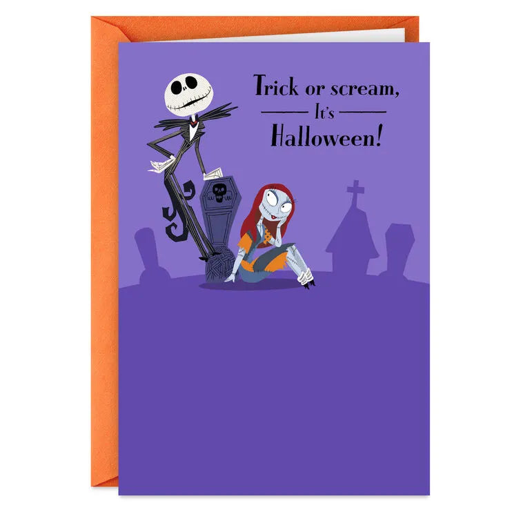 Disney Tim Burton's The Nightmare Before Christmas Jack Skellington and Sally Happy Haunting Halloween Card