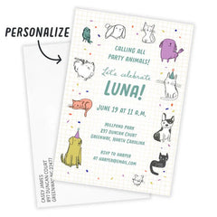 Party Animal Pets Flat Birthday Invitation