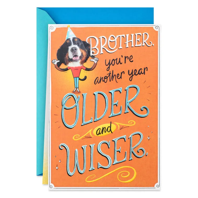 Another Year Older and Wiser Funny Pop-Up Birthday Card for Brother