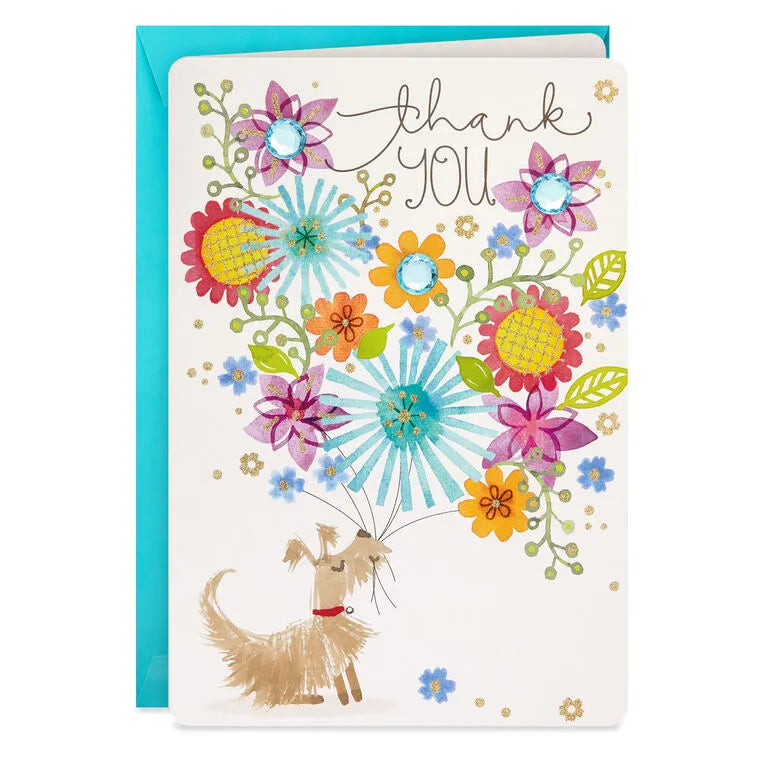 16" Dog With Flowers Jumbo Thank-You Card
