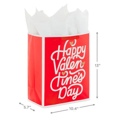 13" Pug and Happy Valentine's Day 2-Pack Large Gift Bags With Tissue Paper