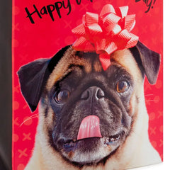 13" Pug and Happy Valentine's Day 2-Pack Large Gift Bags With Tissue Paper