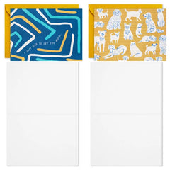 Playful Pets and Patterns Assorted Blank Notes in Designed Box, Pack of 24