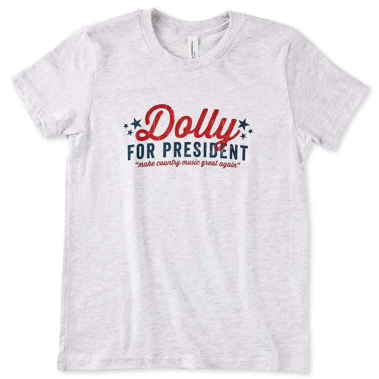 Dolly for President Heathered White Kids' T-Shirt
