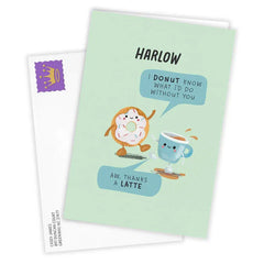 Donut and Latte Punny Custom Thank-You Card