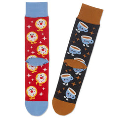 Better Together Donut and Coffee Funny Crew Socks