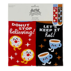 Better Together Donut and Coffee Funny Crew Socks