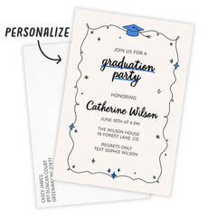 Whimsical Doodles Flat Graduation Party Invitation