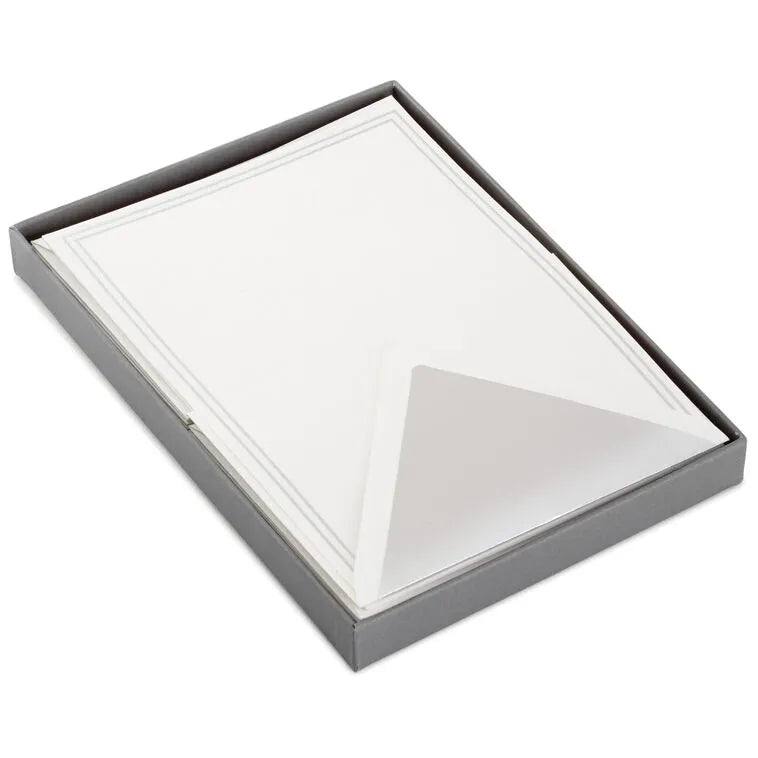 Double Silver Border Stationery Set, Box of 20