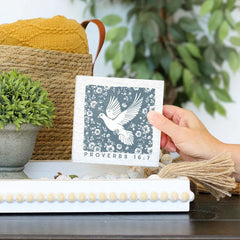 Sincere Surroundings Proverbs Dove Wood Block Sign