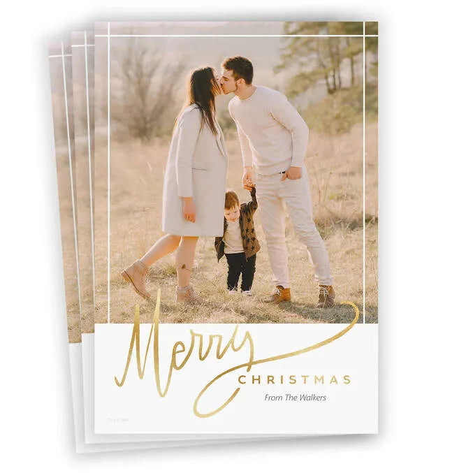Elegant Merry Flat Christmas Photo Card