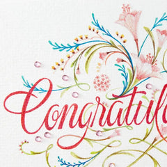 Elegant Script and Flowers Blank Congratulations Card