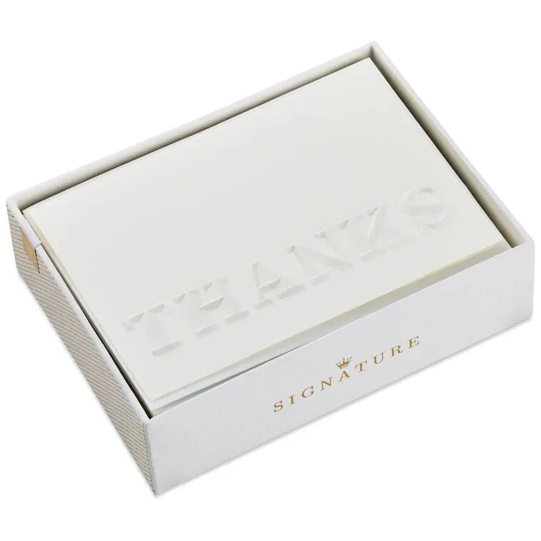 Embossed Cream Blank Thank You Notes, Box of 8