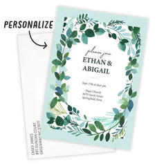 Eucalyptus Wreath Flat Wedding Invitation
