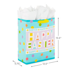 15.5" Polka Dots Extra-Large Easter Gift Bag With Tissue