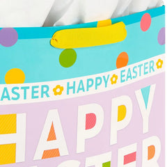 15.5" Polka Dots Extra-Large Easter Gift Bag With Tissue