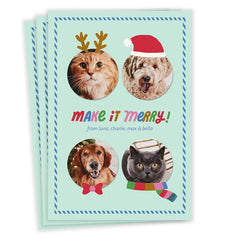 Festive Faces Flat Christmas Photo Card