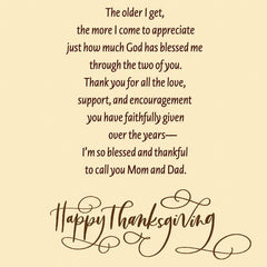 God Blessed Me With You Religious Thanksgiving Card for Mom and Dad